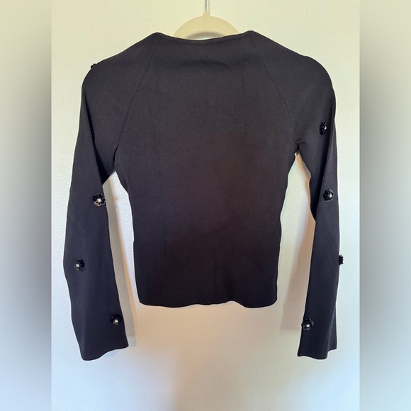 NEW Endless Rose Embellished Floral Sequin Sweater Anthropologie Black XS NWT - Picture 5 of 10
